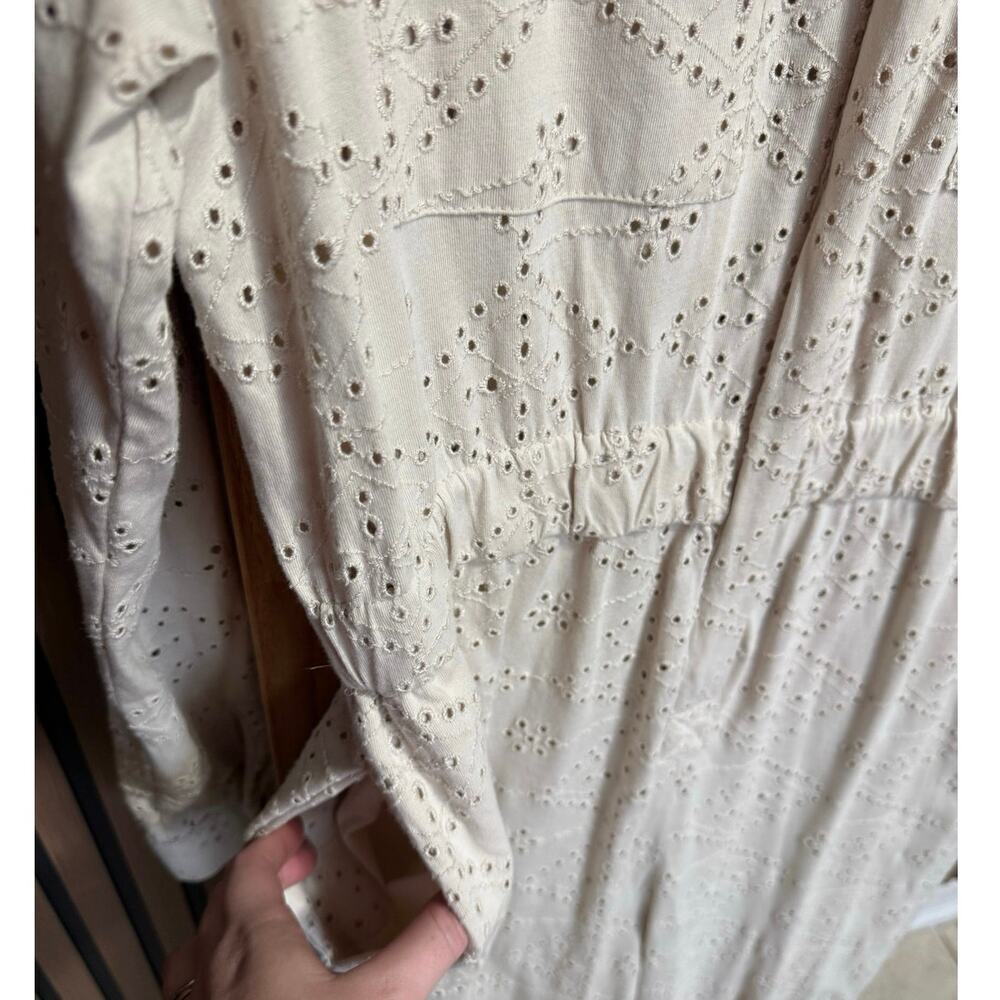 Free People Women’s Set The Tone Eyelet Jumpsuit Cream Size 12 NEW - Picture 8 of 12